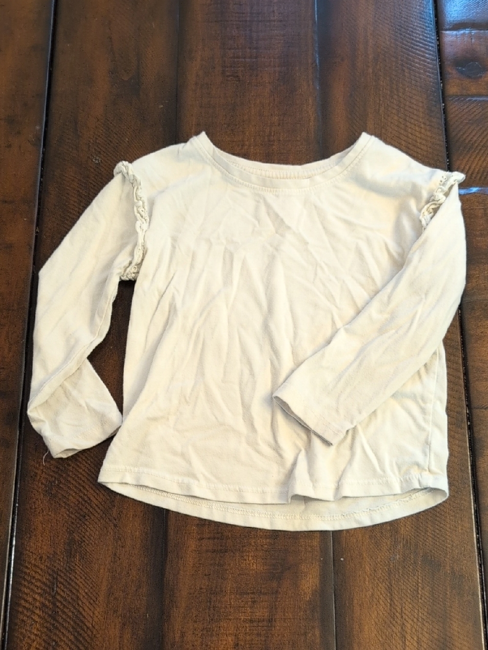 Cat & Jack Toddler 3T Cream Long-Sleeve Ruffle Shoulder Tee